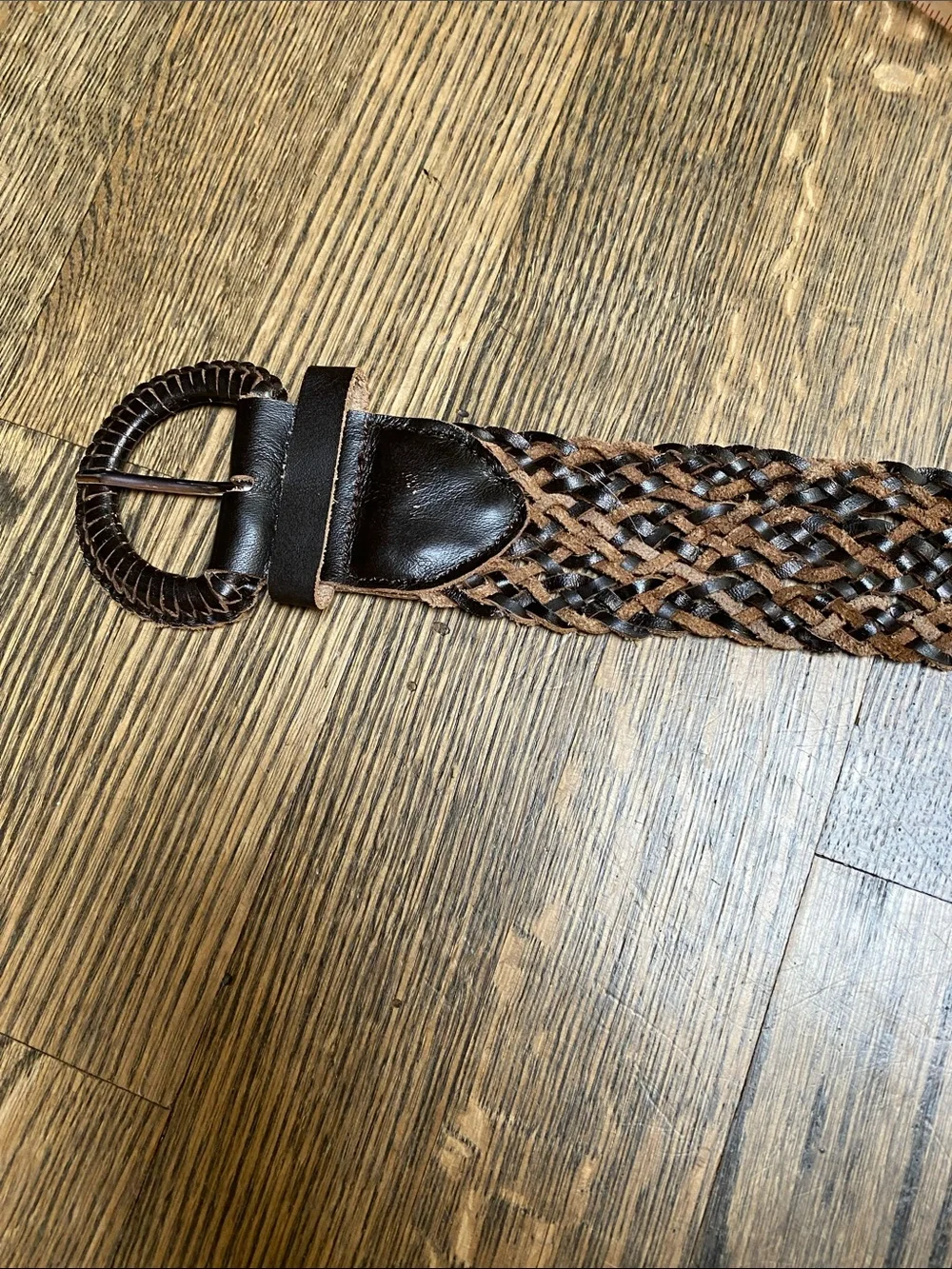 J. Jill Woven Brown distressed Leather  Belt size S
